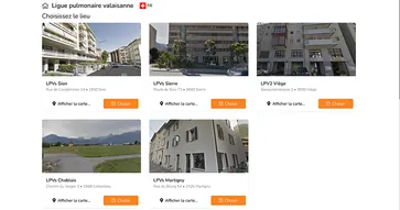 Capture d'écran du widget de réservation commune.ch intégrable sur site web municipal avec sélection de créneau